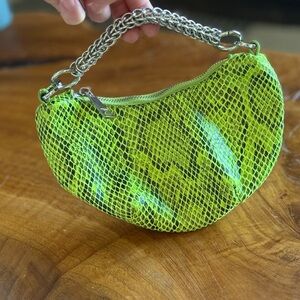 Lime Green Snake Print Mini Bag